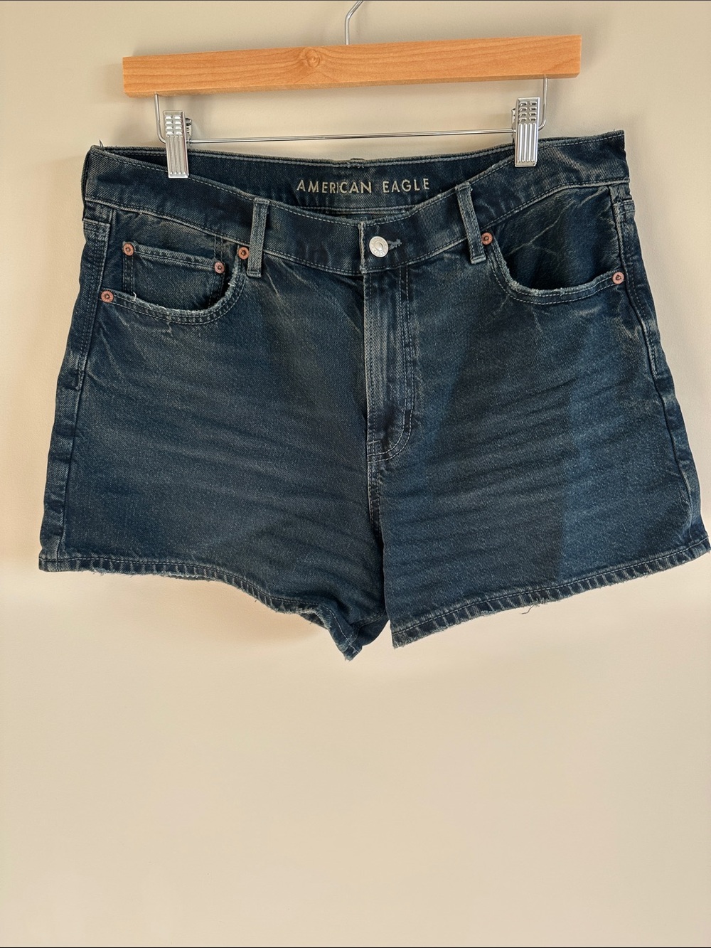 American Eagle Outfitters Indigo Dask Wash Denim Strigid High-Rise Shorts